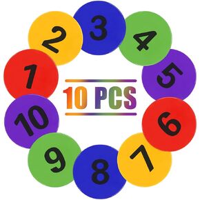 علامات بقع بولي مرقمة 9 بوصة لأرضية صالة الألعاب الرياضية مع أرقام، 10 قطع من نقاط أرضية مطاطية غير قابلة للانزلاق علامات خفة الحركة المخاريط المسطحة للتدريب الرياضي على كرة القدم، والرقص، وأنشطة الفصول الدراسية in Kuwait