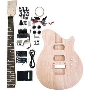 مجموعة جيتار كهربائي للمبتدئين مكونة من 6 أوتار مصنوعة من خشب الماهوجني ورقبة خشب القيقب الصلب ولوحة أصابع من خشب الورد قم ببناء جيتارك الخاص. in Kuwait