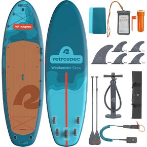 Retrospec Weekender Crew Inflatable Paddle Board - 12ft & 15ft XL Multi-Person iSUP with 400 & 1050lb Capacity & No-Slip Deck - Includes 2 Paddles & Accessories in Saudi Arabia