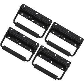 Holibanna 4pcs Black 125mm Spring Loaded Metal Case Handles, Heavy Duty Folding Pull Handles for Toolbox, Storage Chest, and Cabinet Use in Kuwait