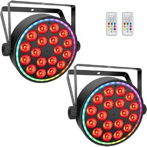 مصابيح DJ Par Lights: حلقة LED احترافية مزدوجة التأثير بقدرة 180 وات محاطة بـ 18 RGBW Par Can | شل معدني | التحكم عن بعد وDMX512 | مثالية لأداء فرقة الزفاف في العرض المباشر (عبوة من قطعتين) in Kuwait