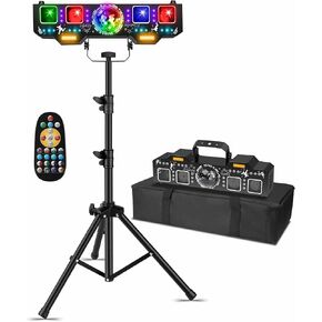 ضوء DJ مع حامل، 7 في 1 DJ DJ Disco Party Light مع حامل وحقيبة حمل أضواء RGB Par، كرة دوارة، ستروب، إضاءة للأشعة فوق البنفسجية بواسطة جهاز التحكم عن بعد المنشط بالصوت DMX للحفلات in Kuwait