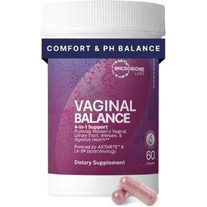 مختبرات ميكروبيوم التوازن المهبلي - البروبيوتيك المهبلي للنساء المصابات بالعصية اللبنية جاسيري - رعاية أنثوية لتشجيع توازن درجة الحموضة للنساء، وتقليل الانزعاج ودعم صحة الأمعاء (60 كبسولة) in Kuwait