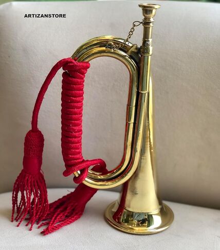 Brass Bugle Horn US Military Cavalry Horn Scout,Sea Cadet Bugle +Mouthpiece Historical Reenactment Instrument in Saudi Arabia
