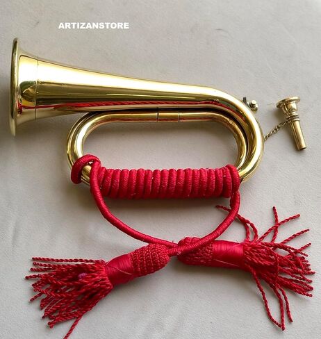 Brass Bugle Horn US Military Cavalry Horn Scout,Sea Cadet Bugle +Mouthpiece Historical Reenactment Instrument in Saudi Arabia