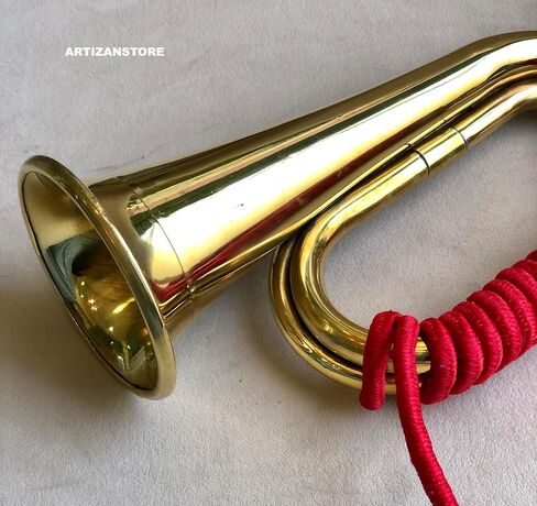 Brass Bugle Horn US Military Cavalry Horn Scout,Sea Cadet Bugle +Mouthpiece Historical Reenactment Instrument in Saudi Arabia