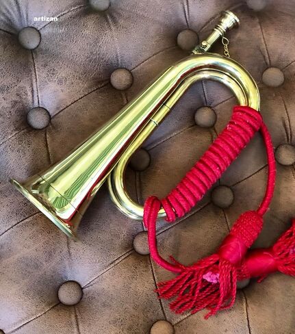 Brass Bugle Horn US Military Cavalry Horn Scout,Sea Cadet Bugle +Mouthpiece Historical Reenactment Instrument in Saudi Arabia