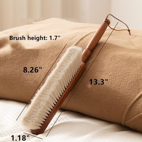 قطعة واحدة من فرشاة يد كبيرة من شعر الحصان بشعيرات ناعمة، فرش تنظيف للاستخدام المنزلي، فرشاة مكنسة للغبار، فرش مقعد من شعر الحصان بطول 13.3 بوصة مع مقبض من خشب الزان in Kuwait