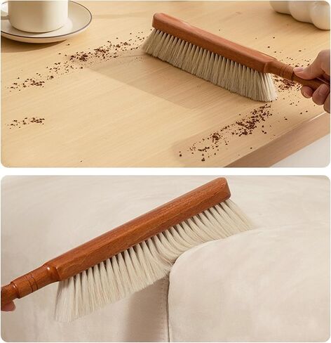 قطعة واحدة من فرشاة يد كبيرة من شعر الحصان بشعيرات ناعمة، فرش تنظيف للاستخدام المنزلي، فرشاة مكنسة للغبار، فرش مقعد من شعر الحصان بطول 13.3 بوصة مع مقبض من خشب الزان in Kuwait