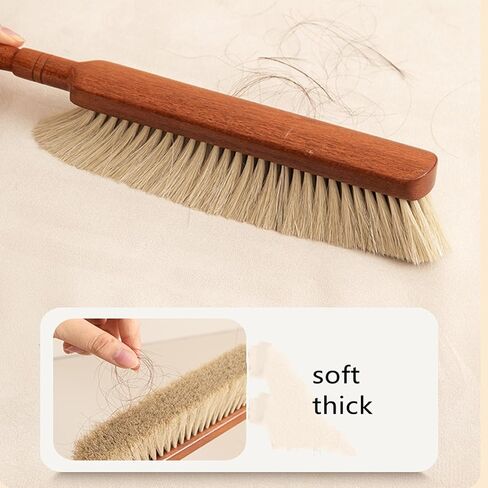 قطعة واحدة من فرشاة يد كبيرة من شعر الحصان بشعيرات ناعمة، فرش تنظيف للاستخدام المنزلي، فرشاة مكنسة للغبار، فرش مقعد من شعر الحصان بطول 13.3 بوصة مع مقبض من خشب الزان in Kuwait