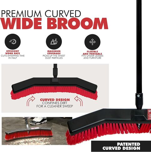 Da Vinci Shop Broom/Push Broom, Durable, Large, Lightweight, for Sweeping Kitchens, Patios, Garages, Shops, Tile, Large Areas, Wood Floors - Great for Debris, Handles & Efficient Sweeping in Kuwait