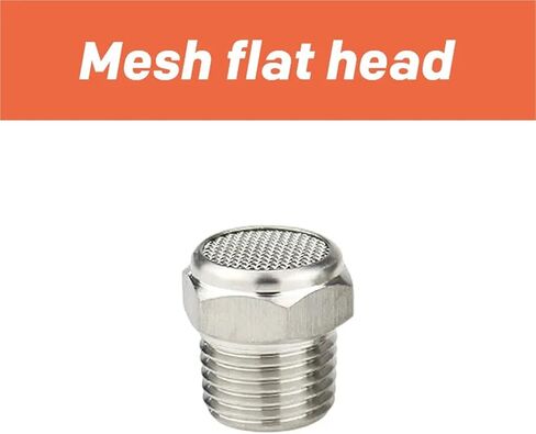 كاتم صوت من الفولاذ المقاوم للصدأ 304 بنهاية مسطحة ومدبب 1/8 1/4 3/8 1/2 بوصة 1 قطعة (رأس مسطح شبكي) in Kuwait