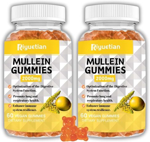 علكات مولين، 2000 مجم مستخلص أوراق مولين عضوي مع كيرسيتين، بروميلين وفيتامين د3، مستخلص أوراق مولين للجهاز التنفسي، تطهير الرئة الطبيعي، تحسين الشهية، نباتي، غير معدل وراثيًا، عبوة واحدة in Kuwait