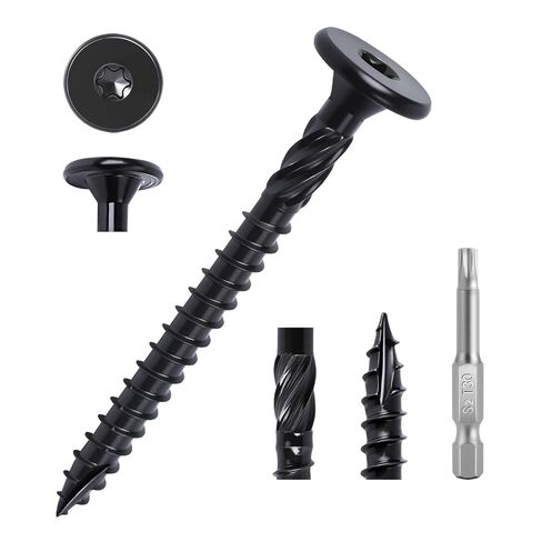 مسامير خشبية هيكلية #14 × 2-7/8 بوصة 55 قطعة، FIXLINK رأس غاطس مسطح T30 نجمة محرك، براغي سطح خارجي شديدة التحمل، مقاومة للصدأ للأخشاب/التأطير/المناظر الطبيعية، أسود in Kuwait