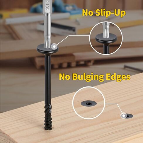 مسامير خشبية هيكلية #14 × 2-7/8 بوصة 55 قطعة، FIXLINK رأس غاطس مسطح T30 نجمة محرك، براغي سطح خارجي شديدة التحمل، مقاومة للصدأ للأخشاب/التأطير/المناظر الطبيعية، أسود in Kuwait