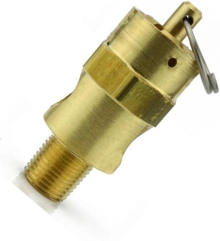 صمام منبثق لضغط الخزان 250-1/8-125 - لأجزاء خزانات تخزين ضاغط الهواء كونرادر - صمام تخفيف أمان ضاغط الهواء - 1/8 بوصة NPT 125 PSI 112 SCFM إجمالي طول الصمام: 1-3/4 بوصة نحاس صلب in Kuwait