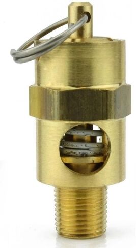 صمام منبثق لضغط الخزان 250-1/8-125 - لأجزاء خزانات تخزين ضاغط الهواء كونرادر - صمام تخفيف أمان ضاغط الهواء - 1/8 بوصة NPT 125 PSI 112 SCFM إجمالي طول الصمام: 1-3/4 بوصة نحاس صلب in Kuwait