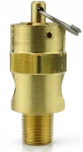 صمام منبثق لضغط الخزان 250-1/8-125 - لأجزاء خزانات تخزين ضاغط الهواء كونرادر - صمام تخفيف أمان ضاغط الهواء - 1/8 بوصة NPT 125 PSI 112 SCFM إجمالي طول الصمام: 1-3/4 بوصة نحاس صلب in Kuwait