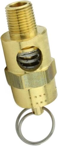 صمام منبثق لضغط الخزان 250-1/8-125 - لأجزاء خزانات تخزين ضاغط الهواء كونرادر - صمام تخفيف أمان ضاغط الهواء - 1/8 بوصة NPT 125 PSI 112 SCFM إجمالي طول الصمام: 1-3/4 بوصة نحاس صلب in Kuwait