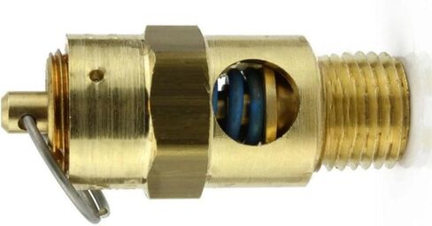 25035 صمام تخفيف ضغط أمان ضاغط الهواء - لاستبدال أجزاء ضاغط الهواء Conrader - صمام إيقاف الخزان - 1/4 بوصة NPT 35 PSI 39 SCFM طول الصمام: 1-3/4 بوصة نحاس صلب in Kuwait