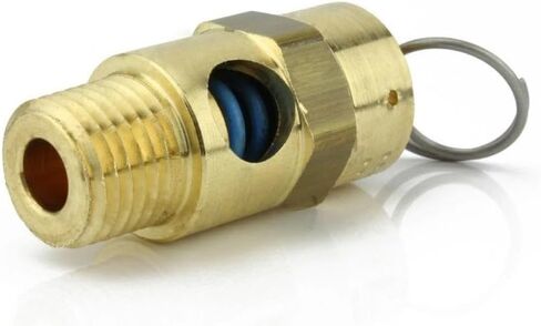 25035 صمام تخفيف ضغط أمان ضاغط الهواء - لاستبدال أجزاء ضاغط الهواء Conrader - صمام إيقاف الخزان - 1/4 بوصة NPT 35 PSI 39 SCFM طول الصمام: 1-3/4 بوصة نحاس صلب in Kuwait