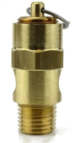 25035 صمام تخفيف ضغط أمان ضاغط الهواء - لاستبدال أجزاء ضاغط الهواء Conrader - صمام إيقاف الخزان - 1/4 بوصة NPT 35 PSI 39 SCFM طول الصمام: 1-3/4 بوصة نحاس صلب in Kuwait