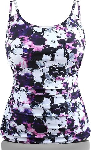 Hilor Tankini Tops for Women Tummy Control Bathing Suits Underwire Tankini Swimsuit Swim Top No Bottom in Saudi Arabia