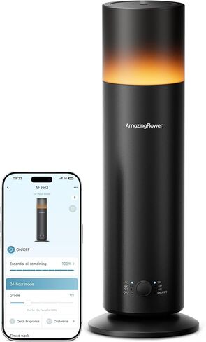 Waterless Essential Oil Diffuser, Smart Scent Diffuser with Nightlight, Smart Schedules, Up to 1100 sq ft, App Control Cold Air Scent Diffuser Oil Machine for Home Large Room and Commercial Use, Black in Kuwait