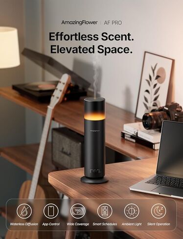 Waterless Essential Oil Diffuser, Smart Scent Diffuser with Nightlight, Smart Schedules, Up to 1100 sq ft, App Control Cold Air Scent Diffuser Oil Machine for Home Large Room and Commercial Use, Black in Saudi Arabia