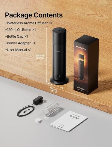 Waterless Essential Oil Diffuser, Smart Scent Diffuser with Nightlight, Smart Schedules, Up to 1100 sq ft, App Control Cold Air Scent Diffuser Oil Machine for Home Large Room and Commercial Use, Black in Kuwait