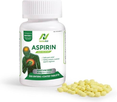 Pure Low Dose Baby Aspirin 81mg for Adults, 100 Count Enteric Coated Aspirin Tablets for Men and Women, Safe Relief for Symtoms Associated with Headache, Arthritis, Cramps in Saudi Arabia