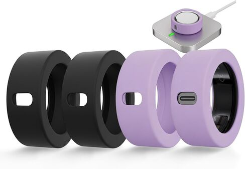 أغطية حلقات متوافقة مع Oura Ring Gen 4، حافظة حماية لحلقة اللياقة البدنية الذكية المضادة للخدش لملحقات صالة الألعاب الرياضية للنساء والرجال، 4 عبوات من واقي/حافظة حلقات سيليكون (أبيض كريمي، وردي) in Kuwait