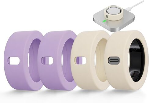 Ring Covers Compatible with Oura Ring Gen 4, Elastic Anti-Scratch Smart Fitness Ring Protector Case for Workout Gym Accessories Women & Men, 4 Pack Silicone Ring Protector/case (Creamy White,Pink) in Saudi Arabia