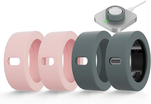 Ring Covers Compatible with Oura Ring Gen 4, Elastic Anti-Scratch Smart Fitness Ring Protector Case for Workout Gym Accessories Women & Men, 4 Pack Silicone Ring Protector/case (Creamy White,Pink) in Saudi Arabia