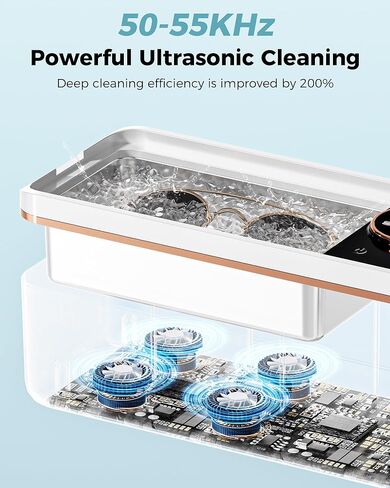 Ultrasonic Jewelry Cleaner, 50KHz Professional Ultrasonic Cleaner with Display, 304 Stainless Steel 14OZ Large-Capacity Washing Chamber for Necklaces, Eyeglasses, Dentures (Includes Storage Bag) in Kuwait