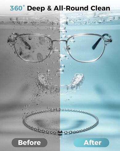 Ultrasonic Jewelry Cleaner, 50KHz Professional Ultrasonic Cleaner with Display, 304 Stainless Steel 14OZ Large-Capacity Washing Chamber for Necklaces, Eyeglasses, Dentures (Includes Storage Bag) in Kuwait