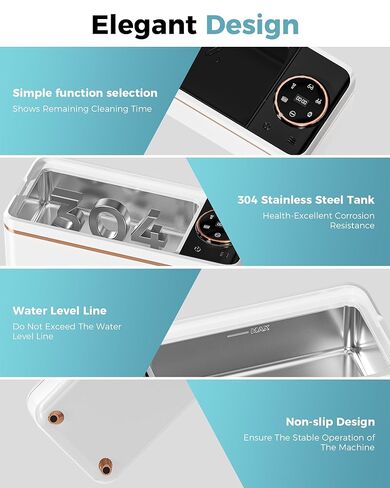 Ultrasonic Jewelry Cleaner, 50KHz Professional Ultrasonic Cleaner with Display, 304 Stainless Steel 14OZ Large-Capacity Washing Chamber for Necklaces, Eyeglasses, Dentures (Includes Storage Bag) in Kuwait