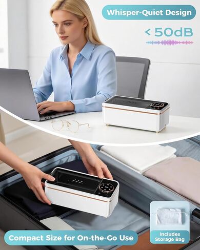 Ultrasonic Jewelry Cleaner, 50KHz Professional Ultrasonic Cleaner with Display, 304 Stainless Steel 14OZ Large-Capacity Washing Chamber for Necklaces, Eyeglasses, Dentures (Includes Storage Bag) in Kuwait