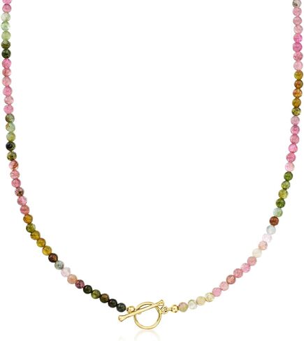 Ross-Simons 3.5-4mm Multicolored Tourmaline Bead Charm-Compatible Toggle Necklace in 18kt Gold Over Sterling in Saudi Arabia