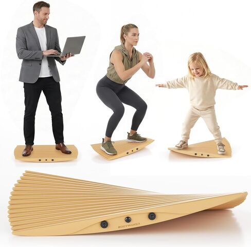 360° Wobble Balance Board for Standing Desk，Anti-Fatigue Rocker Board to Improve Focus, Burn Calories & Simulate Surfing & Skateboarding at Home or Office，Also Foot Strengthener & Stretcher for Plantar Fasciitis Relief. in Kuwait