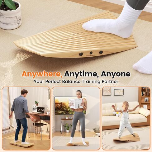 360° Wobble Balance Board for Standing Desk，Anti-Fatigue Rocker Board to Improve Focus, Burn Calories & Simulate Surfing & Skateboarding at Home or Office，Also Foot Strengthener & Stretcher for Plantar Fasciitis Relief. in Kuwait