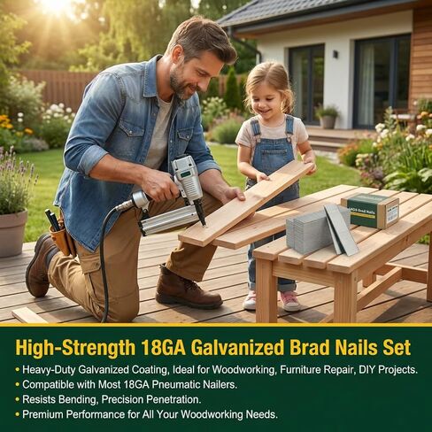 18 Gauge Brad Nails Compatible for DEWALT DCN680D1, DWFP12231, 1 Inch Galvanized Finish Nails for RYOBI P321, Rust-Resistant Nail for Milwaukee 2746-20– Pneumatic & Electric Brad Nailer, 5,000 Count in Saudi Arabia