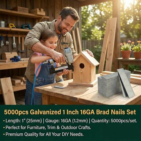 18 Gauge Brad Nails Compatible for DEWALT DCN680D1, DWFP12231, 1 Inch Galvanized Finish Nails for RYOBI P321, Rust-Resistant Nail for Milwaukee 2746-20– Pneumatic & Electric Brad Nailer, 5,000 Count in Saudi Arabia