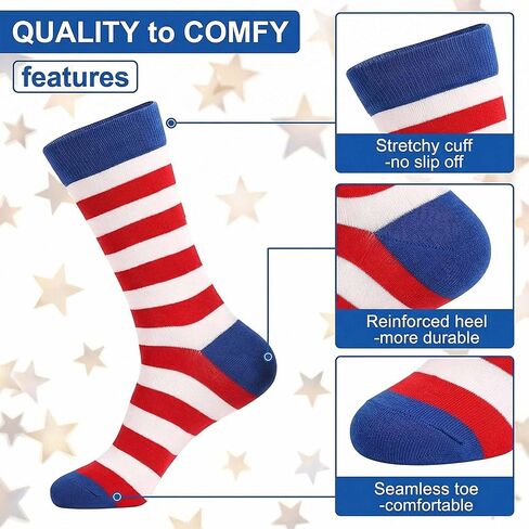 جوارب مخططة للنساء والرجال جوارب قطنية كلاسيكية باللونين الأحمر والأبيض والأزرق هدية للرجال والنساء in Kuwait