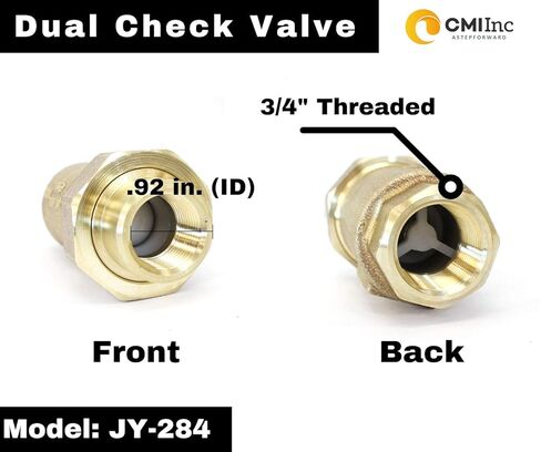 CMI Inc 3/4 inch Dual Check Valve, 3/4" X 3/4" FNPT, Water Backflow Preventer, Spring-Loaded Brass Double Check Valve Assembly,for RV, Garden Hose, Outdoor Faucet,Boiler,Lead-Free Union in Saudi Arabia
