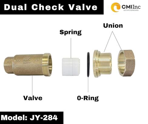 CMI Inc 3/4 inch Dual Check Valve, 3/4" X 3/4" FNPT, Water Backflow Preventer, Spring-Loaded Brass Double Check Valve Assembly,for RV, Garden Hose, Outdoor Faucet,Boiler,Lead-Free Union in Saudi Arabia