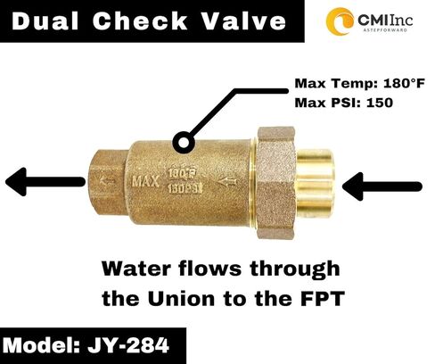 CMI Inc 3/4 inch Dual Check Valve, 3/4" X 3/4" FNPT, Water Backflow Preventer, Spring-Loaded Brass Double Check Valve Assembly,for RV, Garden Hose, Outdoor Faucet,Boiler,Lead-Free Union in Saudi Arabia