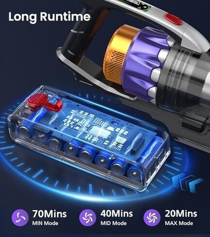 NADALY مكنسة كهربائية لاسلكية، 650 واط 55 كيلو باسكال 70 دقيقة مكانس كهربائية للمنزل، مضادة للتشابك، مكنسة كهربائية قائمة بذاتها مع شاشة LED، مكنسة خفيفة الوزن للأرضيات الصلبة / شعر الحيوانات الأليفة / السجاد in Kuwait