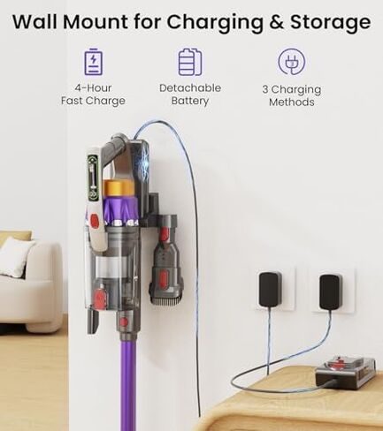 NADALY مكنسة كهربائية لاسلكية، 650 واط 55 كيلو باسكال 70 دقيقة مكانس كهربائية للمنزل، مضادة للتشابك، مكنسة كهربائية قائمة بذاتها مع شاشة LED، مكنسة خفيفة الوزن للأرضيات الصلبة / شعر الحيوانات الأليفة / السجاد in Kuwait