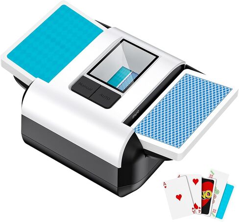 Gelabur Automatic Card Shuffler, Rechargeable Card shuffler Machine for 1-2 Decks, Low Noise Dual Mode Electric Card shuffler for UNO, Texas Hold’em, Blackjack, Skip-Bo, Phase 10 in Kuwait